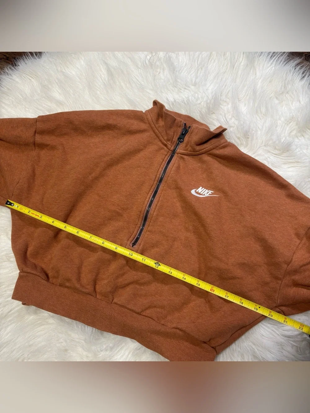 Nike Burnt Orange Rust Cropped Quarter Zip-Up Sweatshirt size Women’s Small